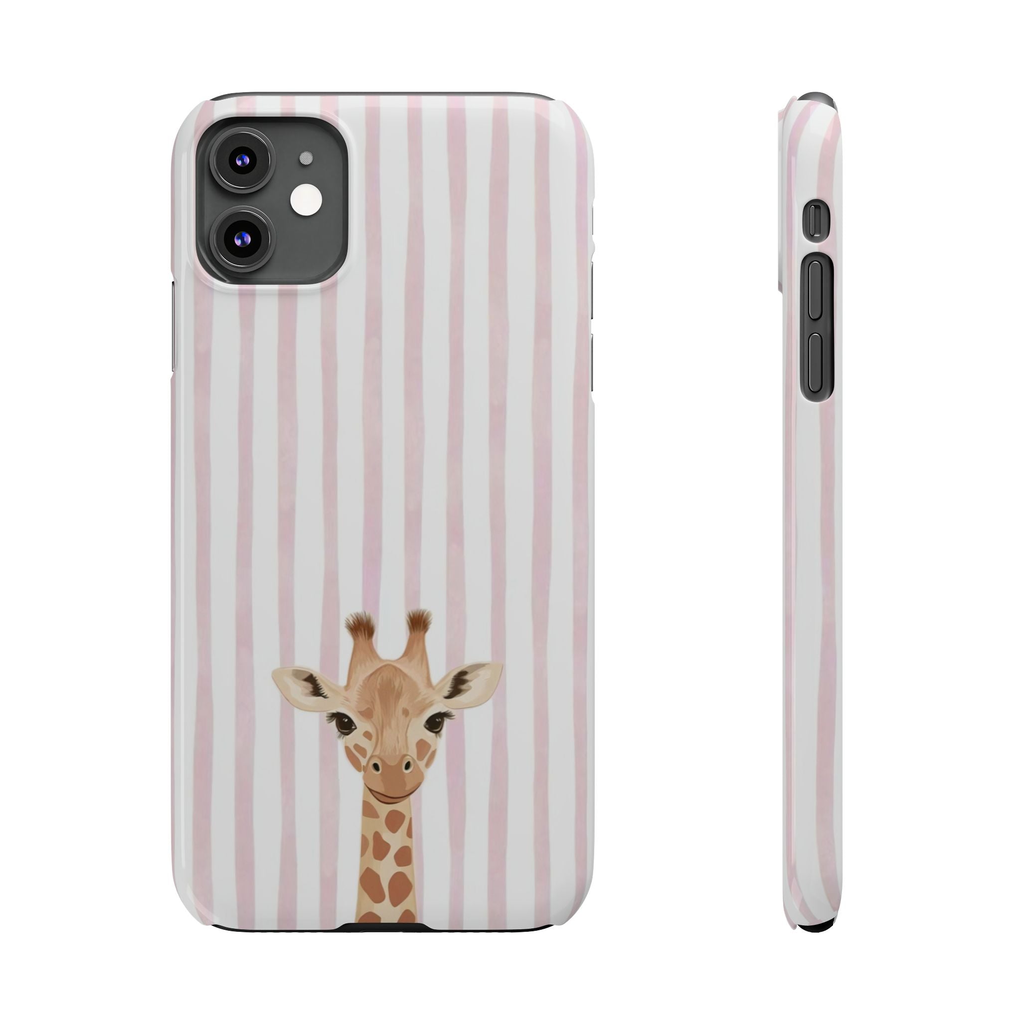 Giraffe Pink Stripe Slim Phone Case — Cute Nursery Baby Shower Gift