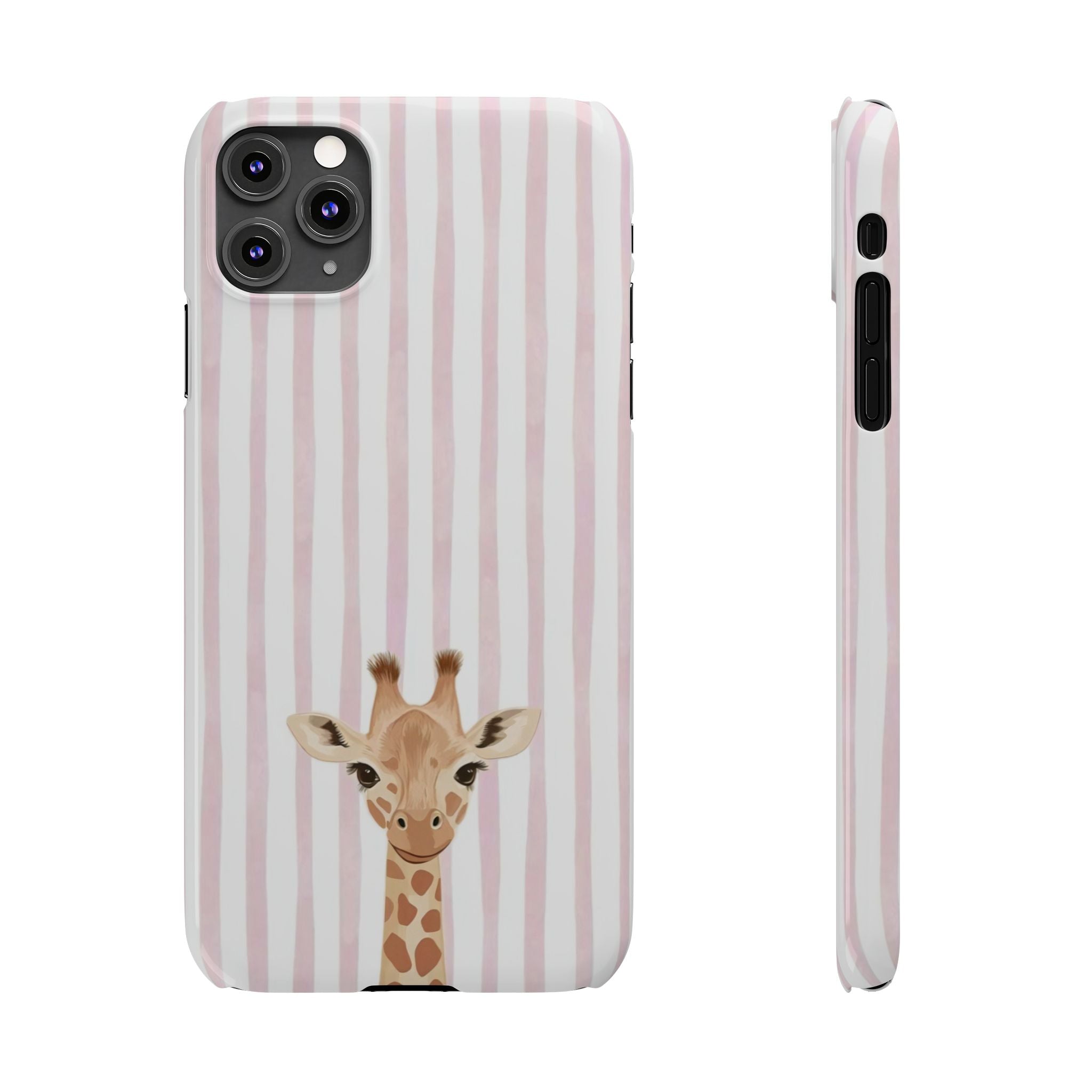 Giraffe Pink Stripe Slim Phone Case — Cute Nursery Baby Shower Gift