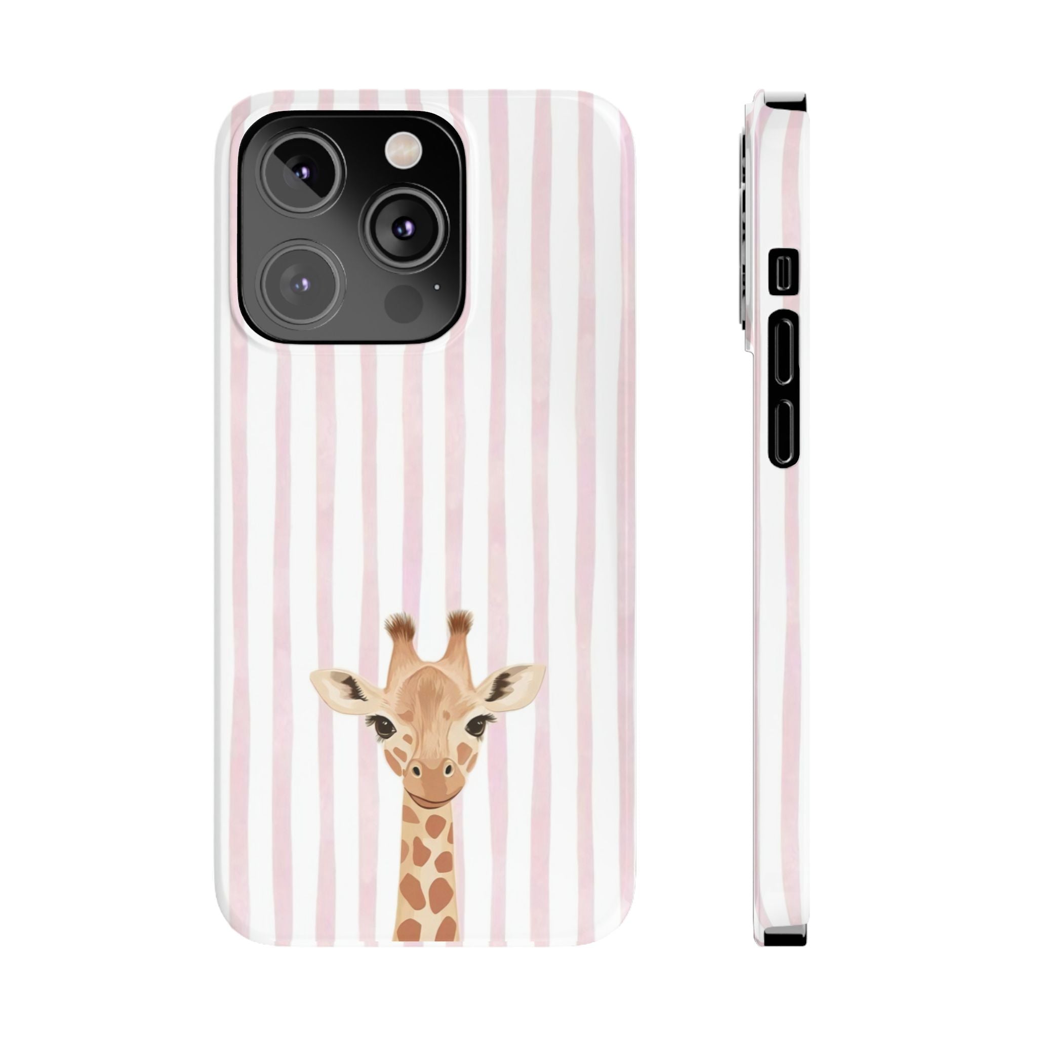 Giraffe Pink Stripe Slim Phone Case — Cute Nursery Baby Shower Gift