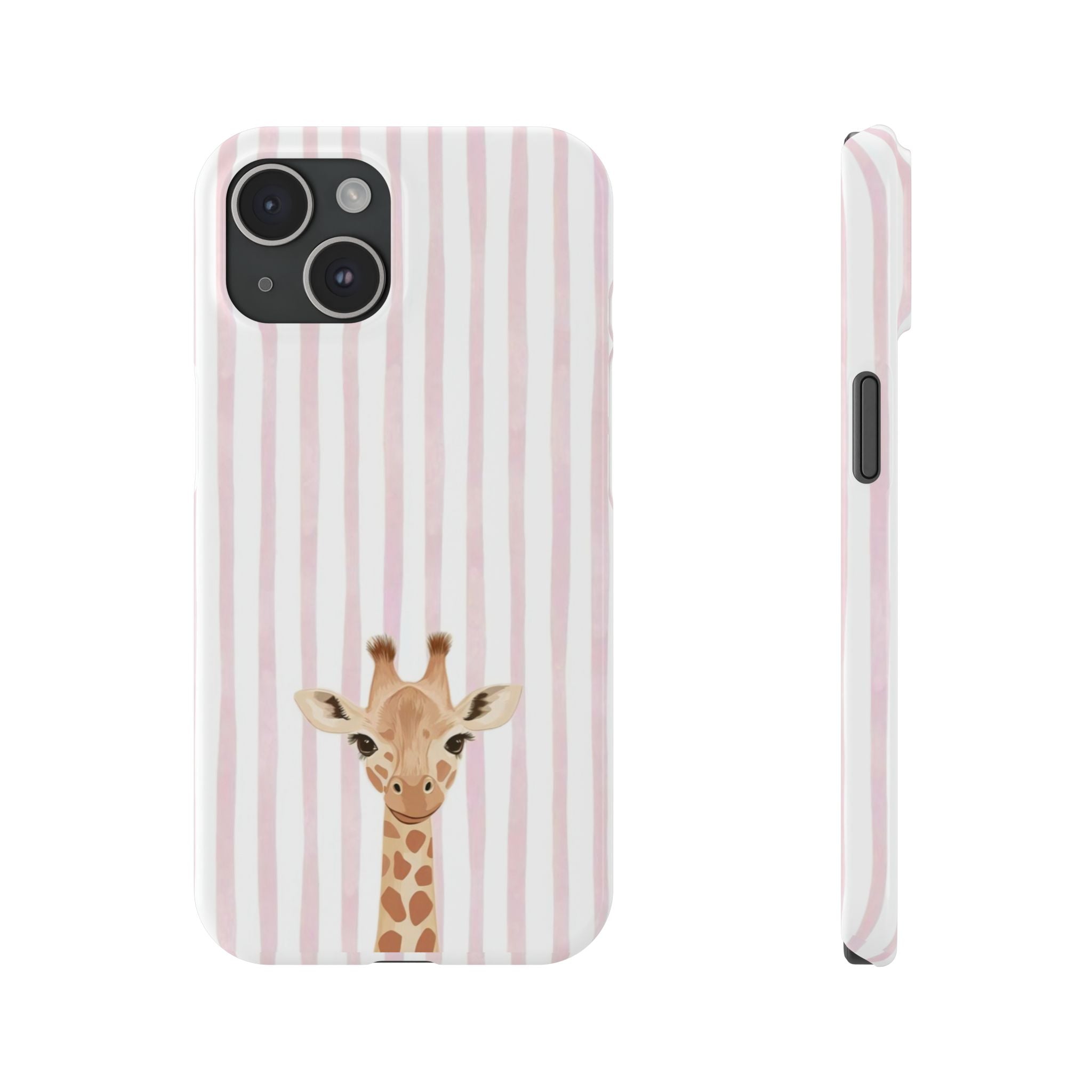 Giraffe Pink Stripe Slim Phone Case — Cute Nursery Baby Shower Gift