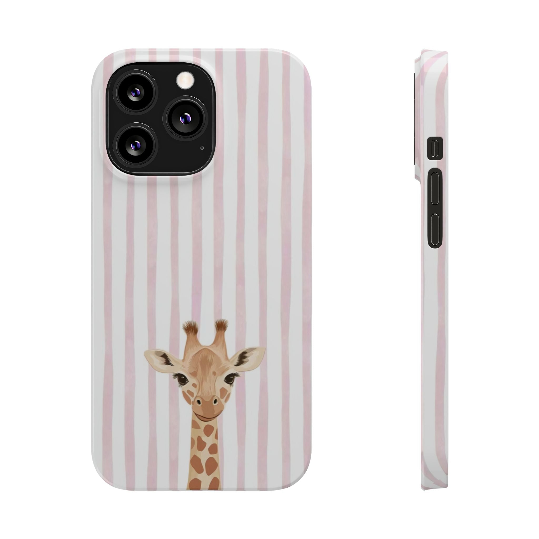 Giraffe Pink Stripe Slim Phone Case — Cute Nursery Baby Shower Gift