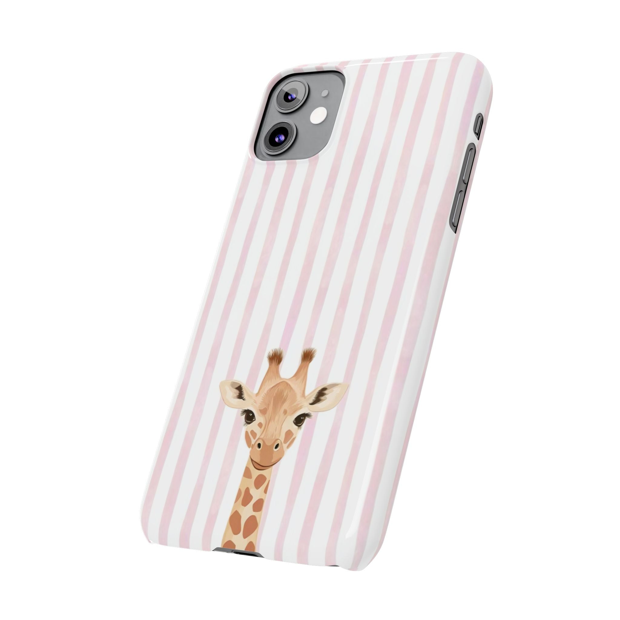 Giraffe Pink Stripe Slim Phone Case — Cute Nursery Baby Shower Gift