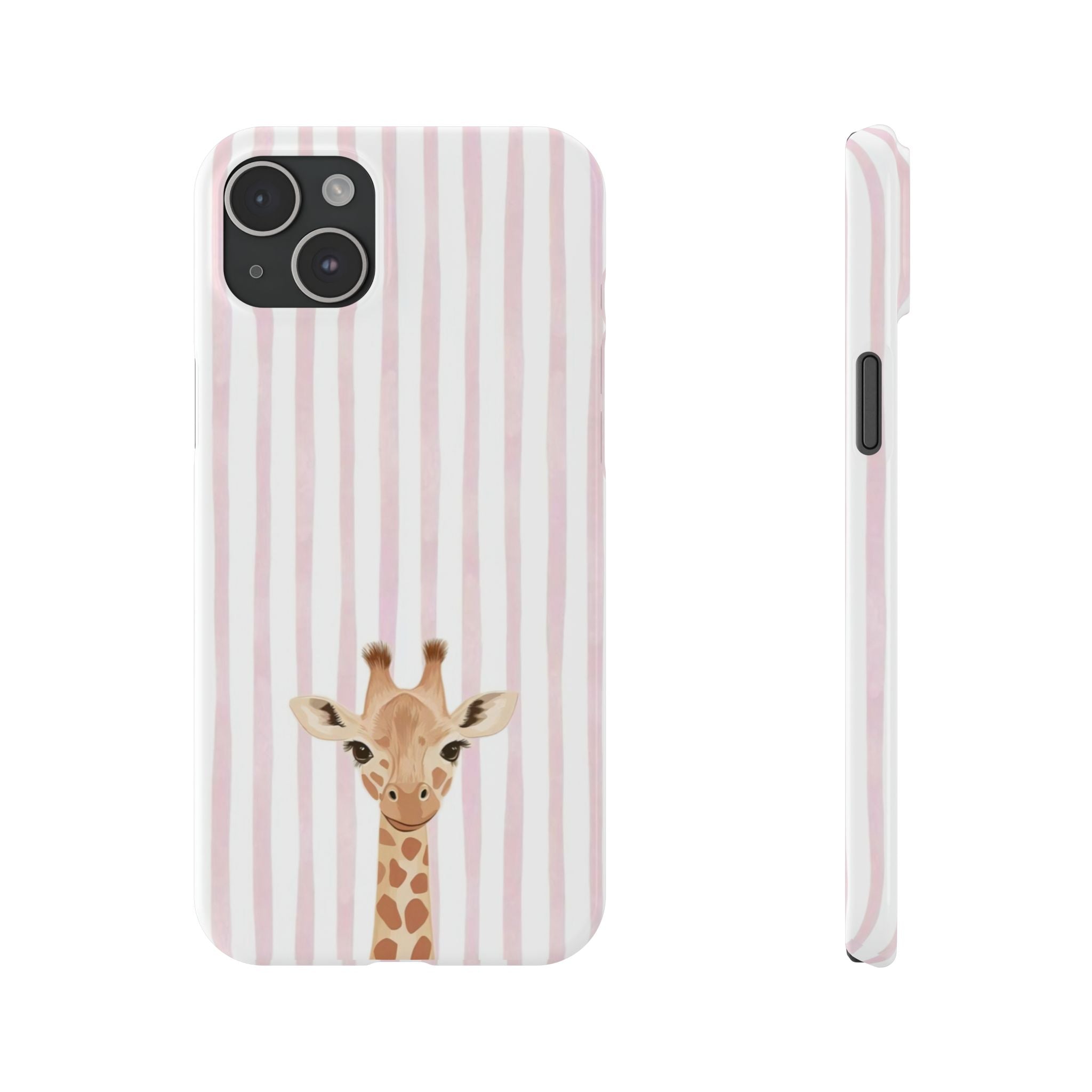 Giraffe Pink Stripe Slim Phone Case — Cute Nursery Baby Shower Gift