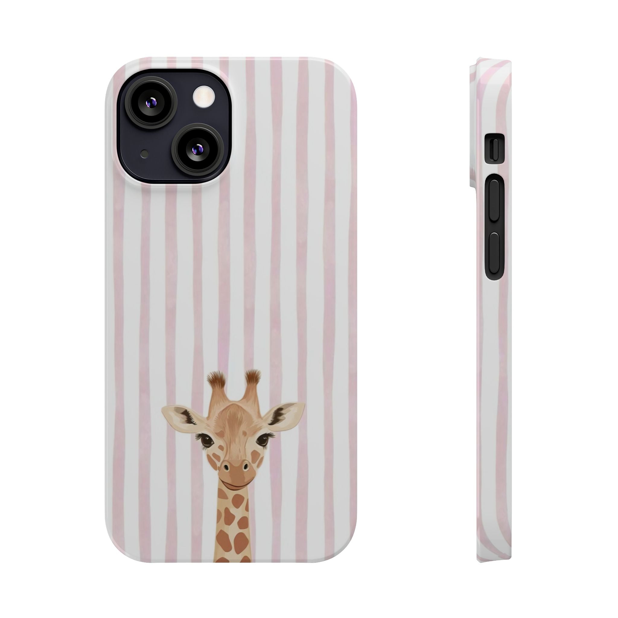 Giraffe Pink Stripe Slim Phone Case — Cute Nursery Baby Shower Gift