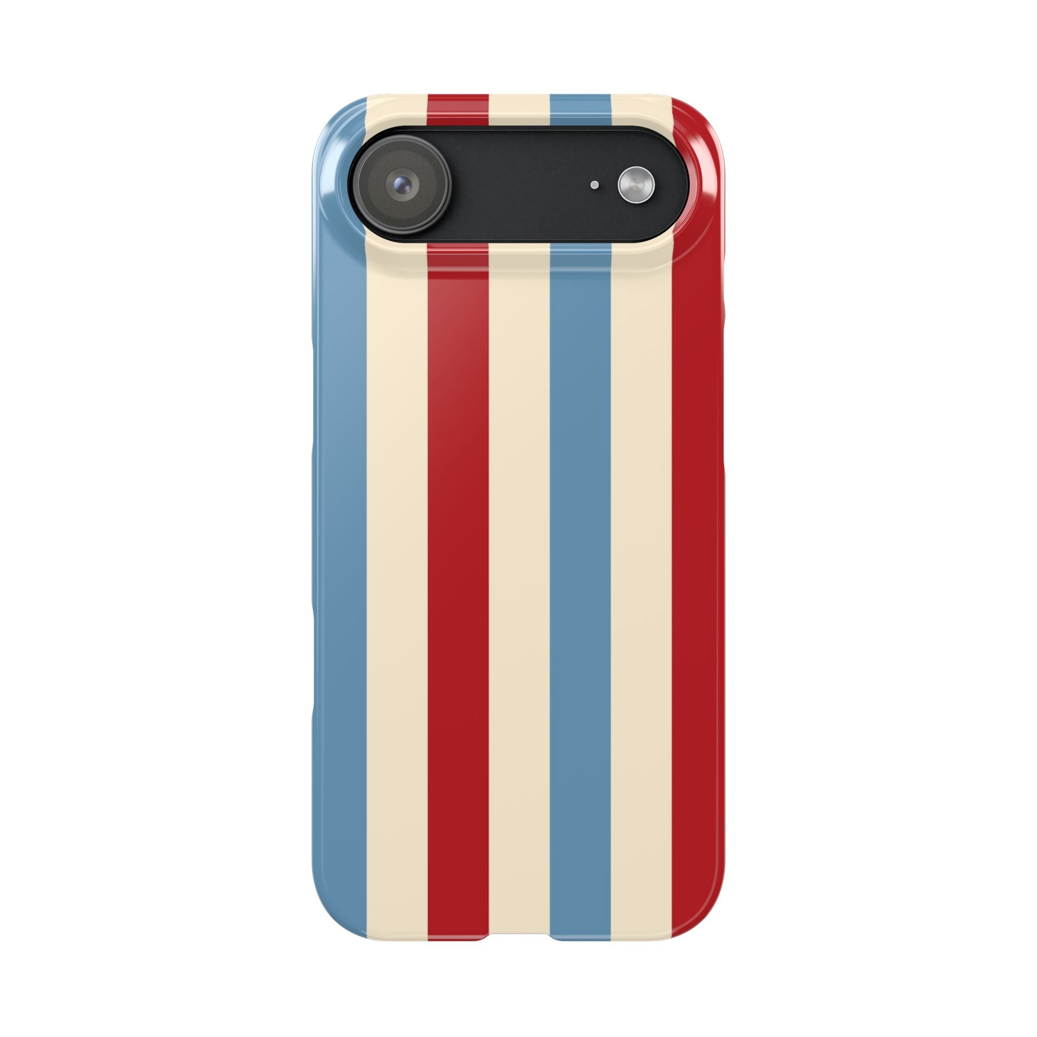 Retro Red, Cream & Blue Striped Slim Phone Case — Vintage Americana Stripe Cover
