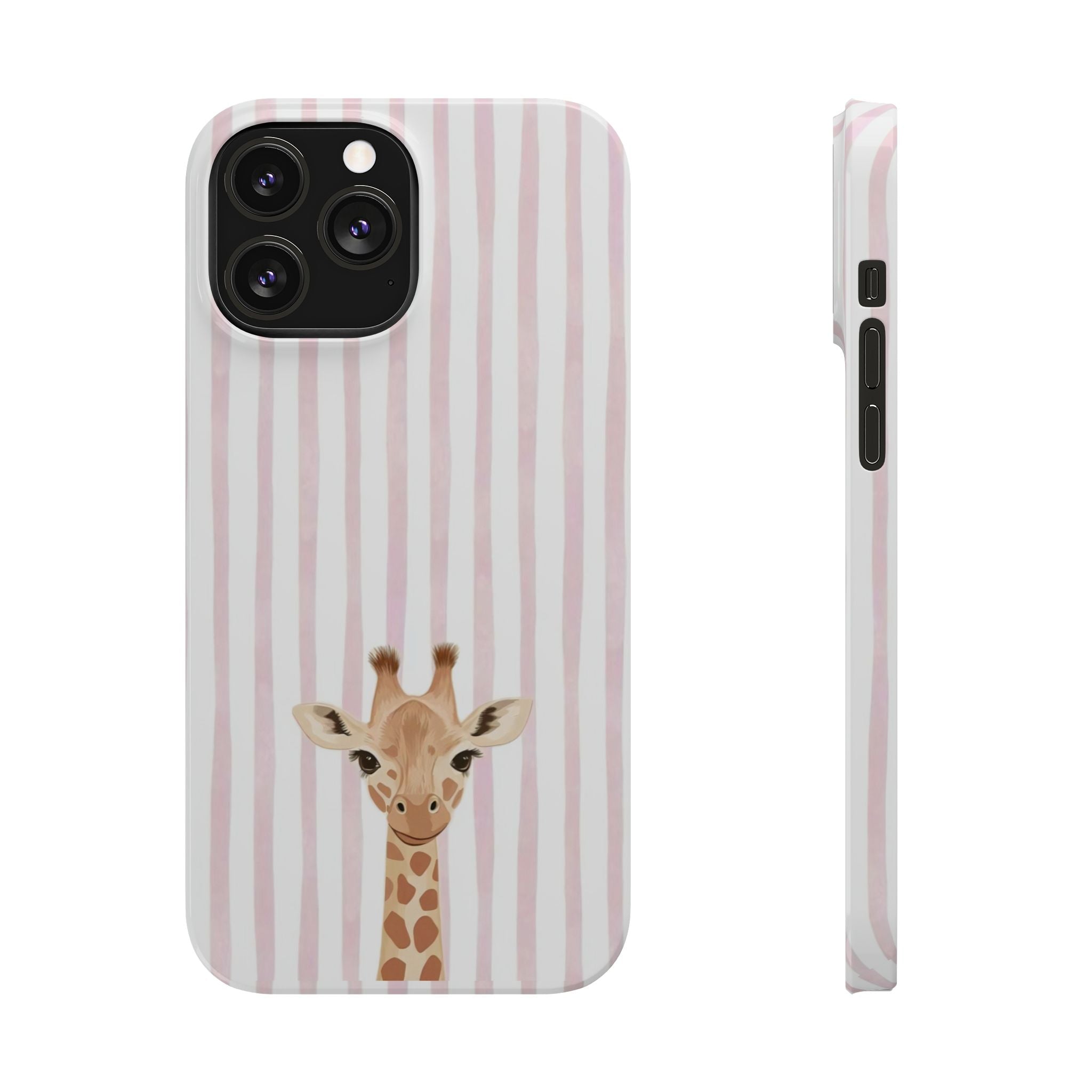 Giraffe Pink Stripe Slim Phone Case — Cute Nursery Baby Shower Gift