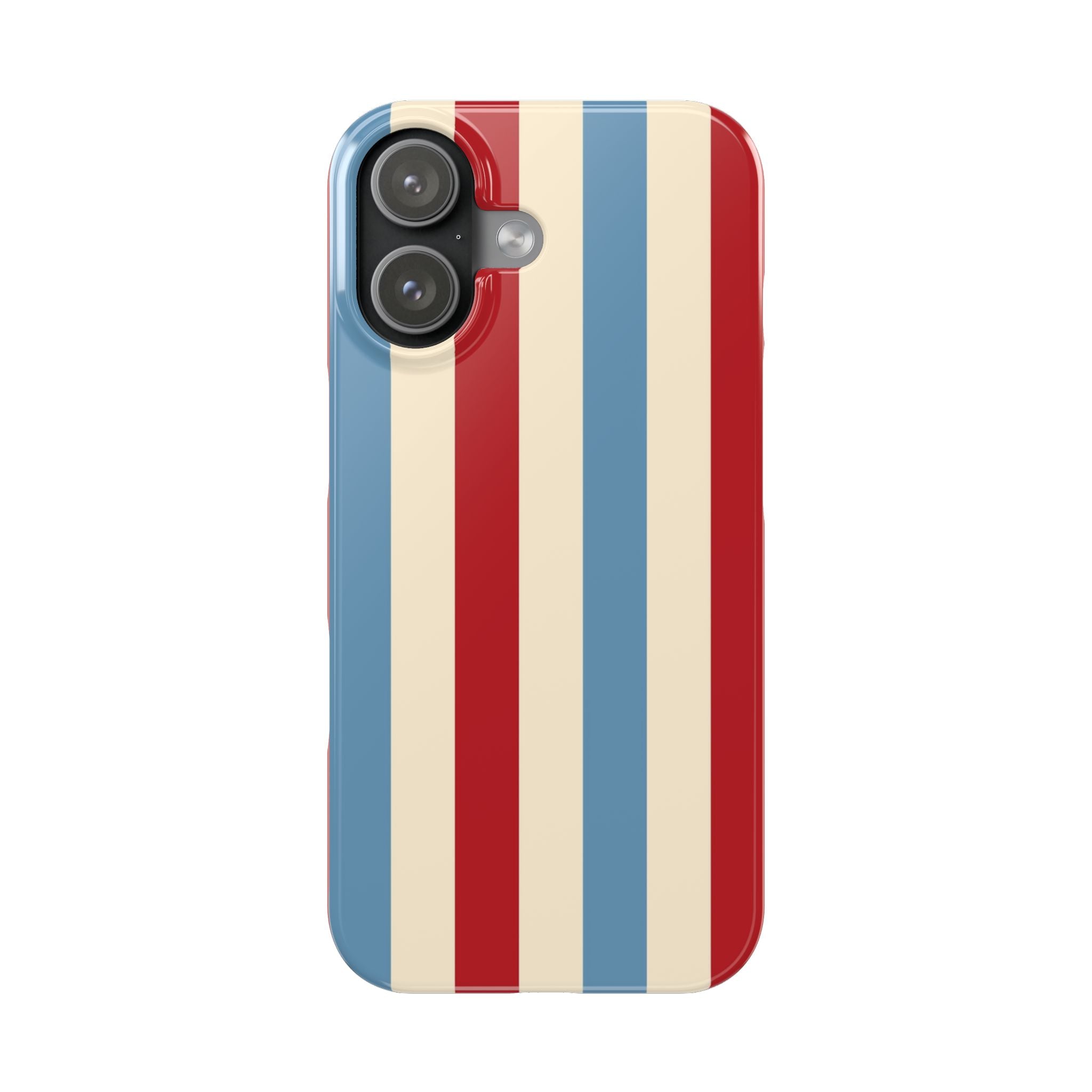 Retro Red, Cream & Blue Striped Slim Phone Case — Vintage Americana Stripe Cover