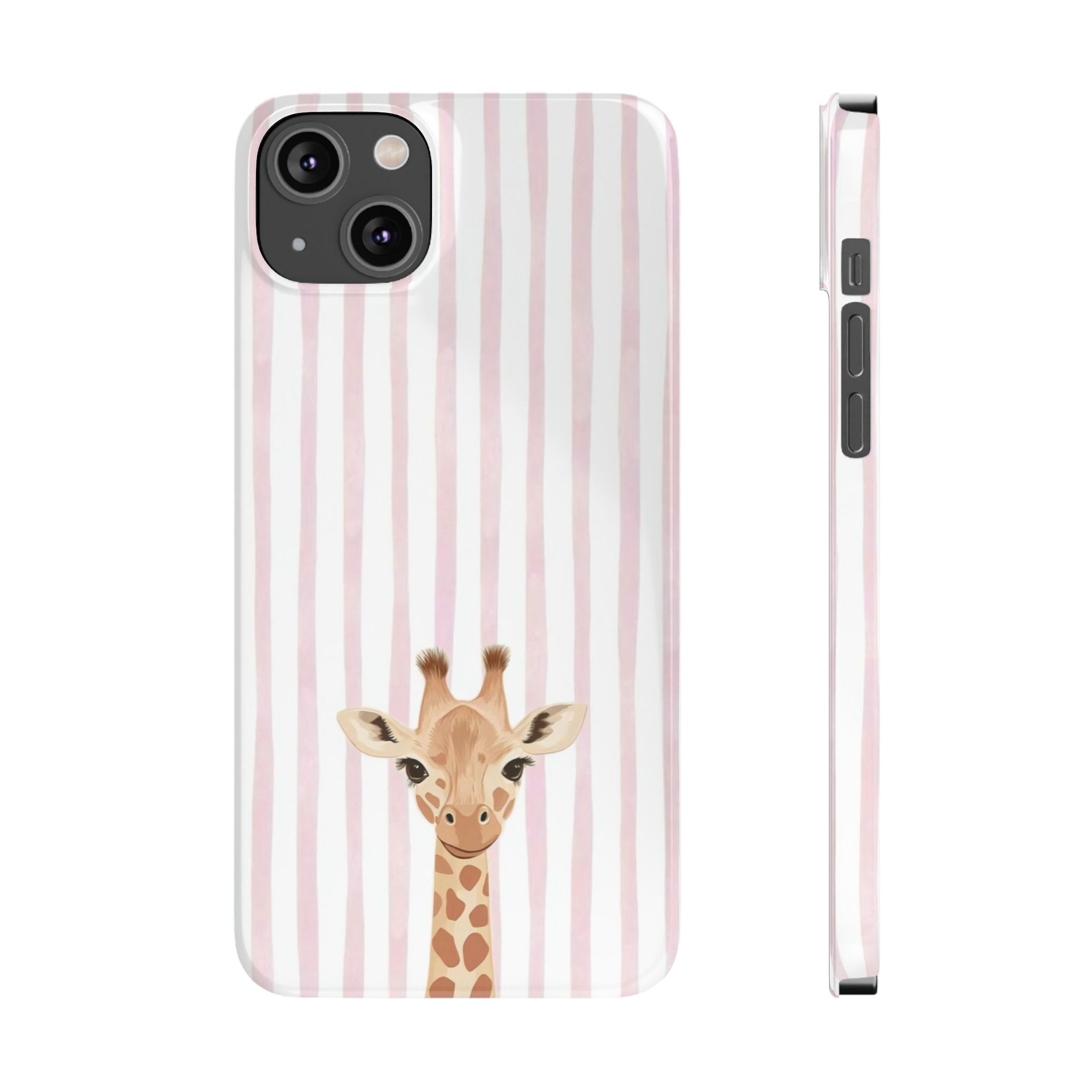Giraffe Pink Stripe Slim Phone Case — Cute Nursery Baby Shower Gift