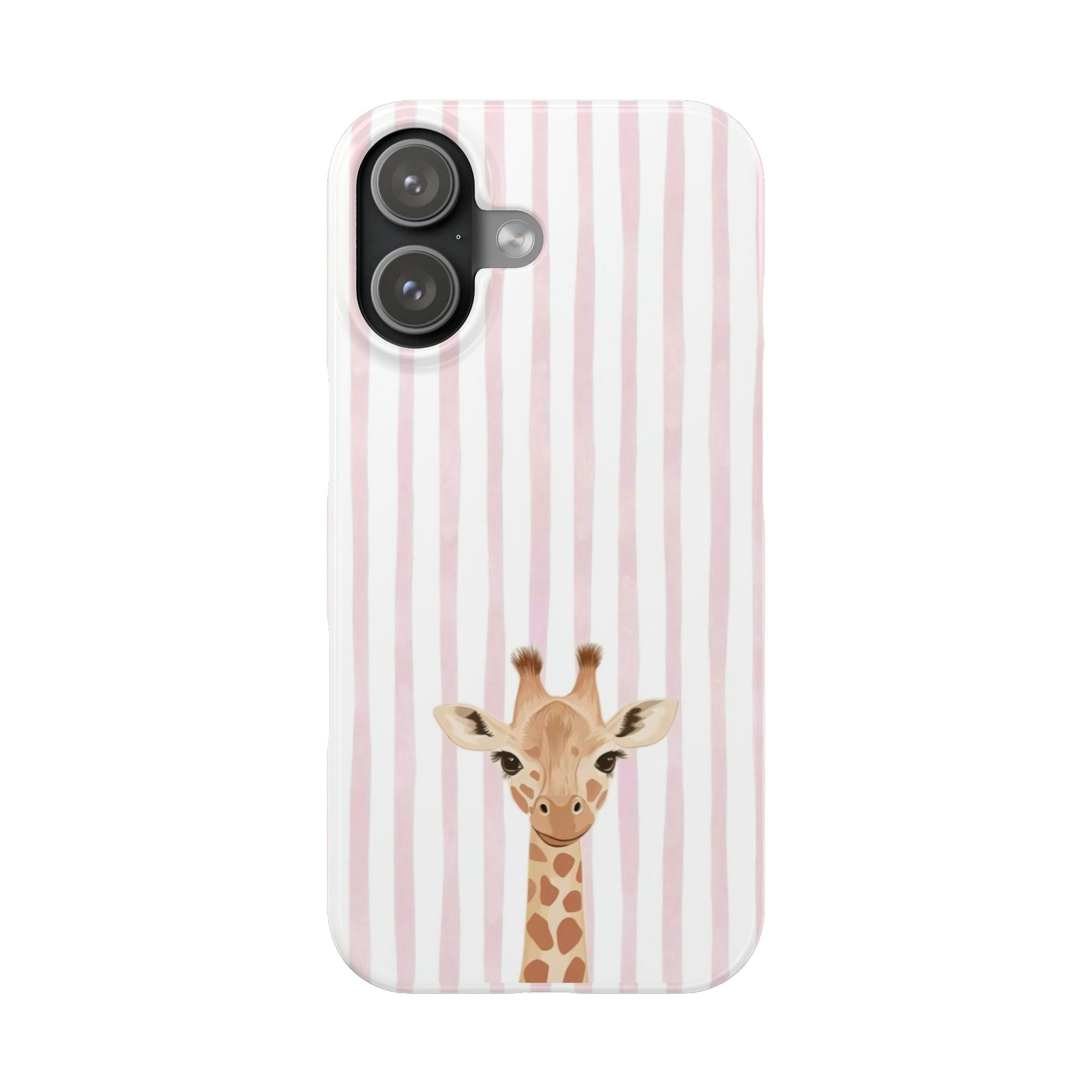 Giraffe Pink Stripe Slim Phone Case — Cute Nursery Baby Shower Gift