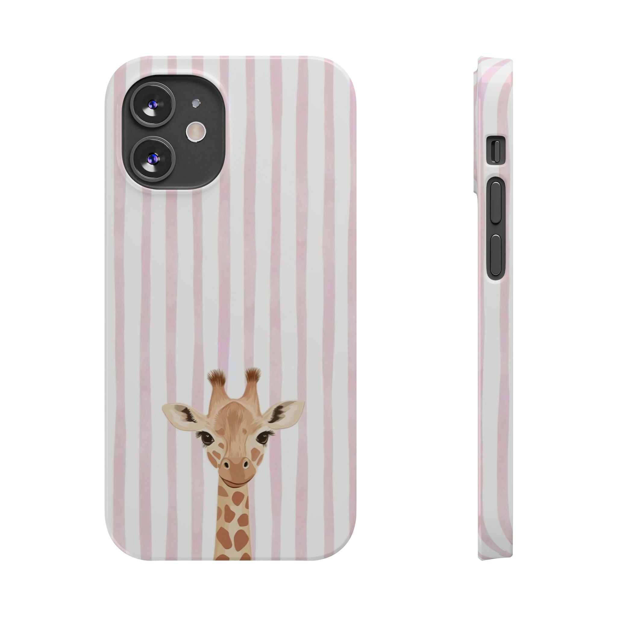 Giraffe Pink Stripe Slim Phone Case — Cute Nursery Baby Shower Gift