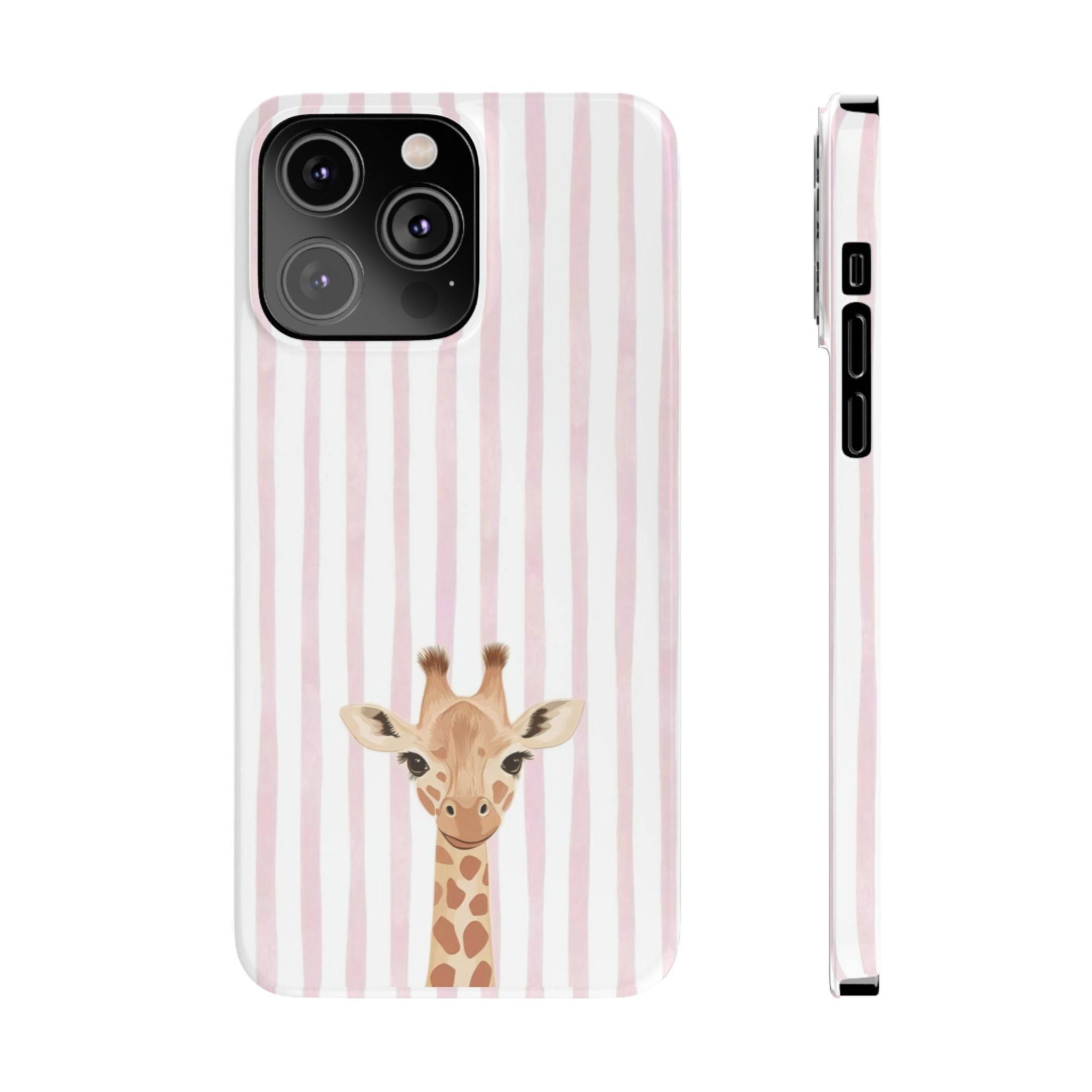 Giraffe Pink Stripe Slim Phone Case — Cute Nursery Baby Shower Gift