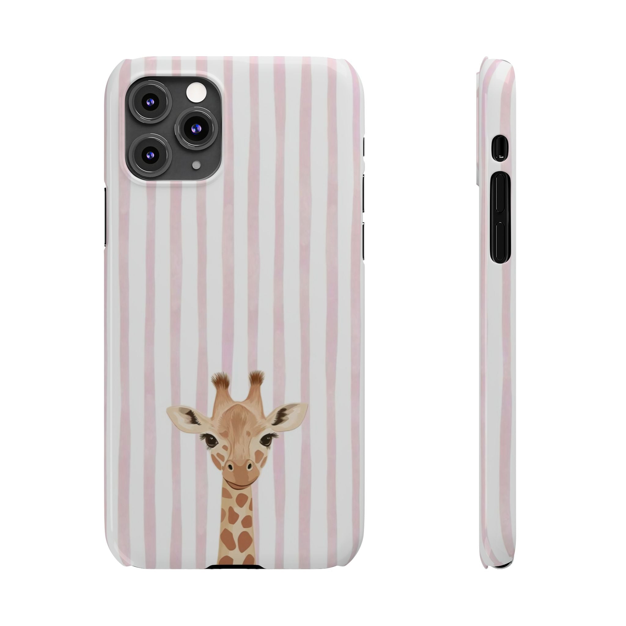 Giraffe Pink Stripe Slim Phone Case — Cute Nursery Baby Shower Gift