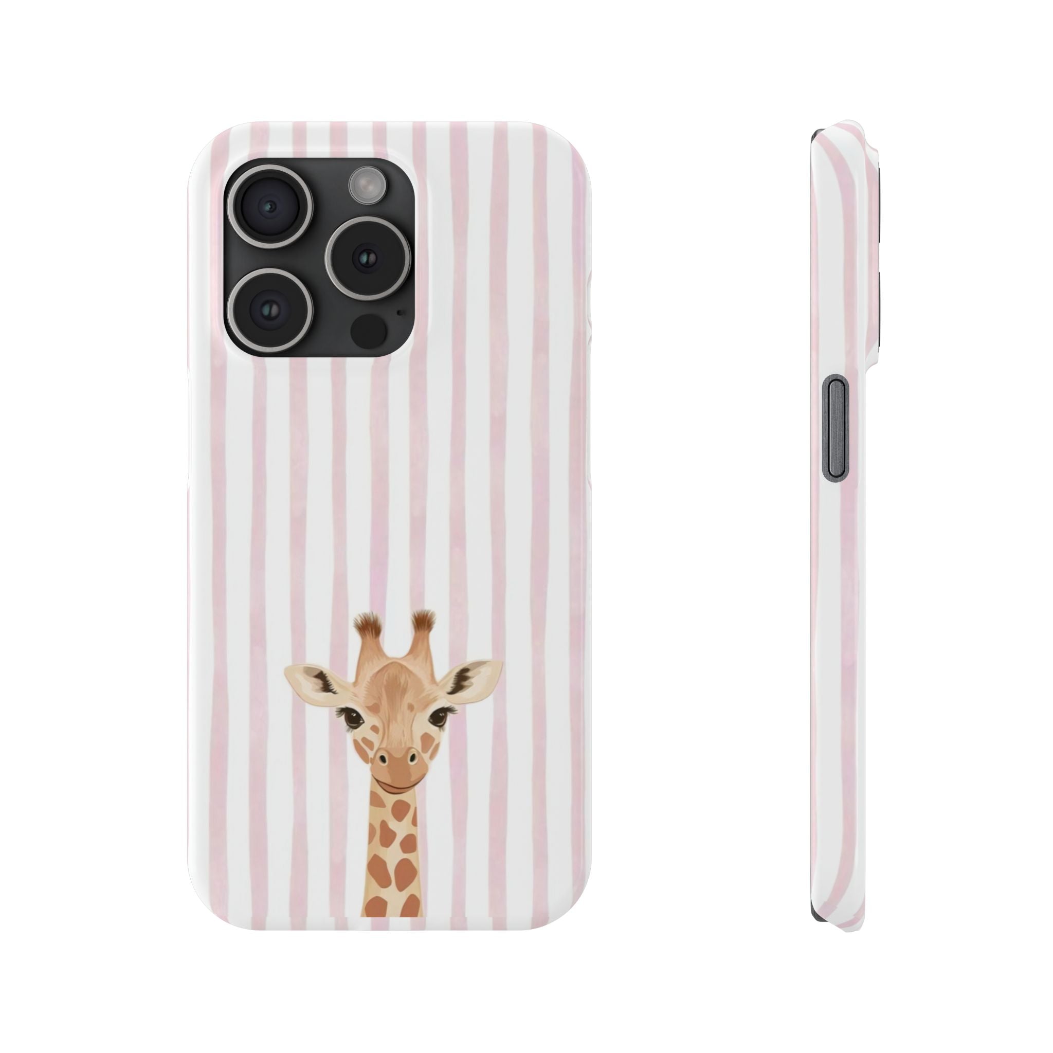 Giraffe Pink Stripe Slim Phone Case — Cute Nursery Baby Shower Gift