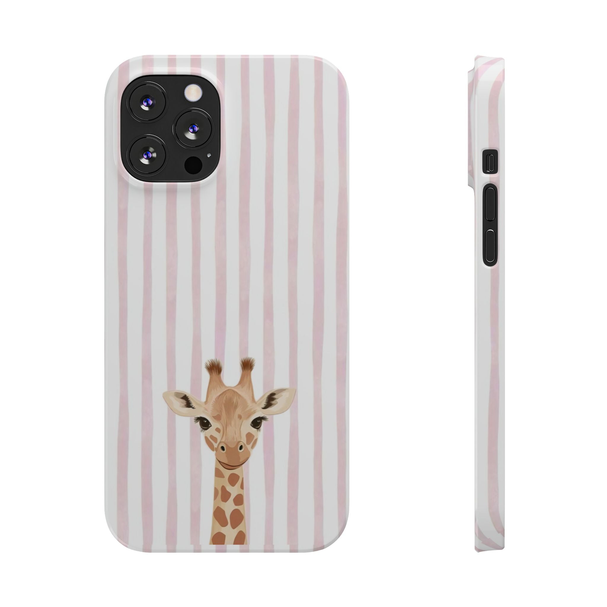 Giraffe Pink Stripe Slim Phone Case — Cute Nursery Baby Shower Gift