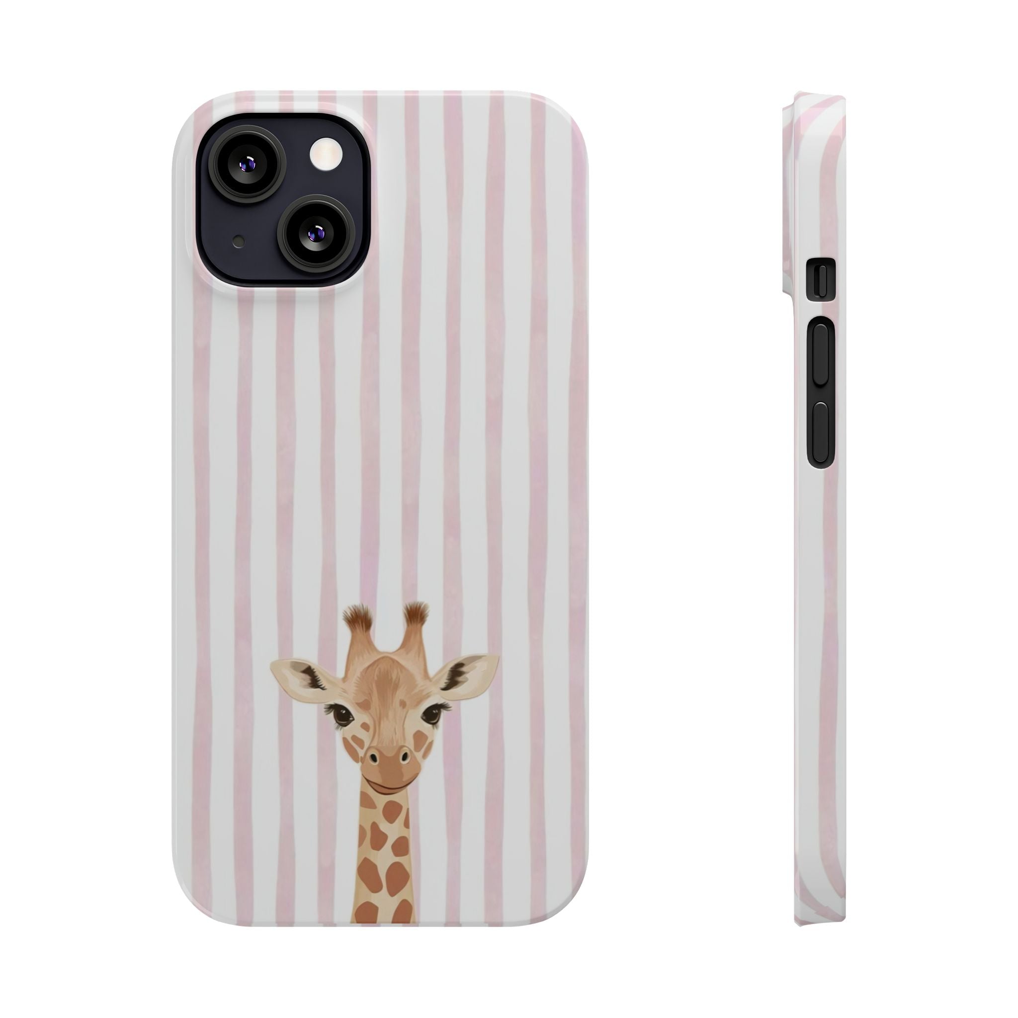 Giraffe Pink Stripe Slim Phone Case — Cute Nursery Baby Shower Gift
