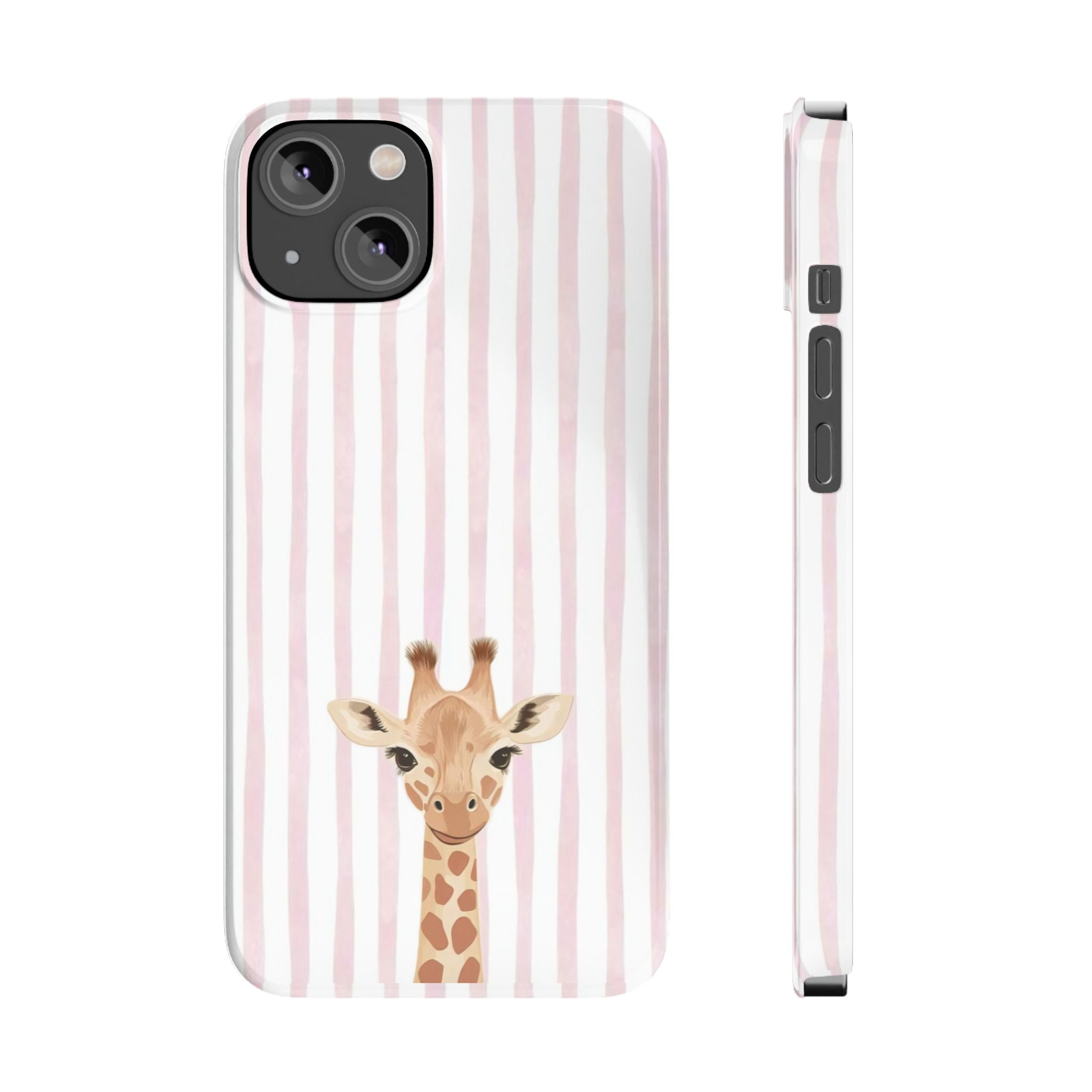 Giraffe Pink Stripe Slim Phone Case — Cute Nursery Baby Shower Gift