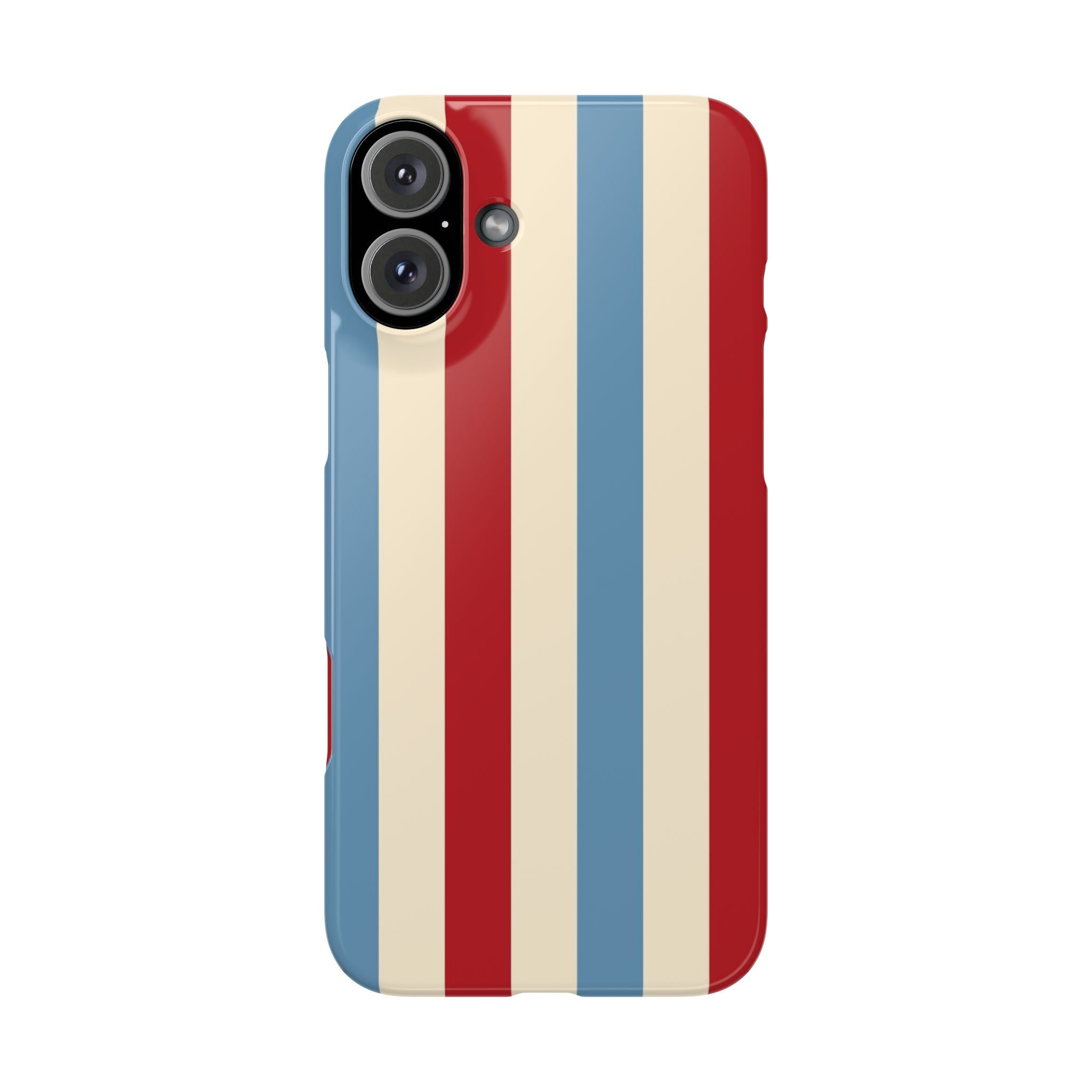 Retro Red, Cream & Blue Striped Slim Phone Case — Vintage Americana Stripe Cover